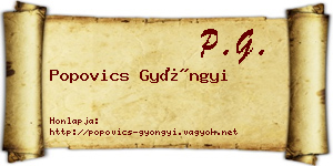 Popovics Gyöngyi névjegykártya